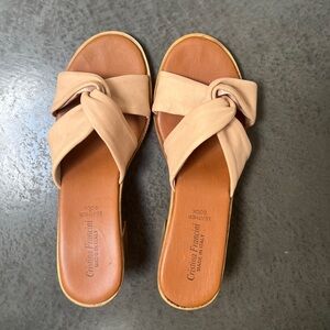 Italian Leather Knot Slide Sandals